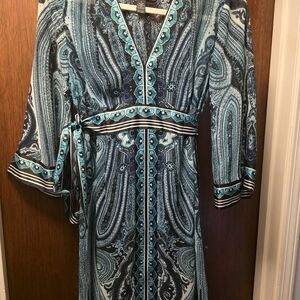 INC International Concepts Teal and Black Paisley Dress